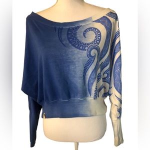 Māori Hook Tribal Print Off Shoulder Dolman Sleeves Sweatshirt